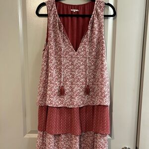 Tularosa Red and White Floral Midi Dress